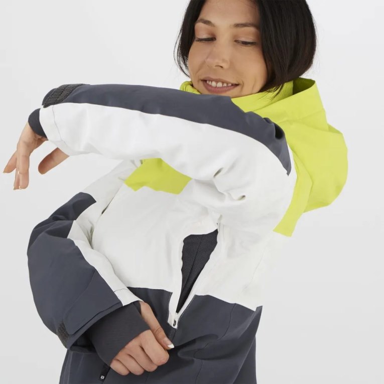 Chaquetas De Esquí Salomon Slalom Insulated Hoodie Mujer Verdes Blancos Negros | MX IVST905